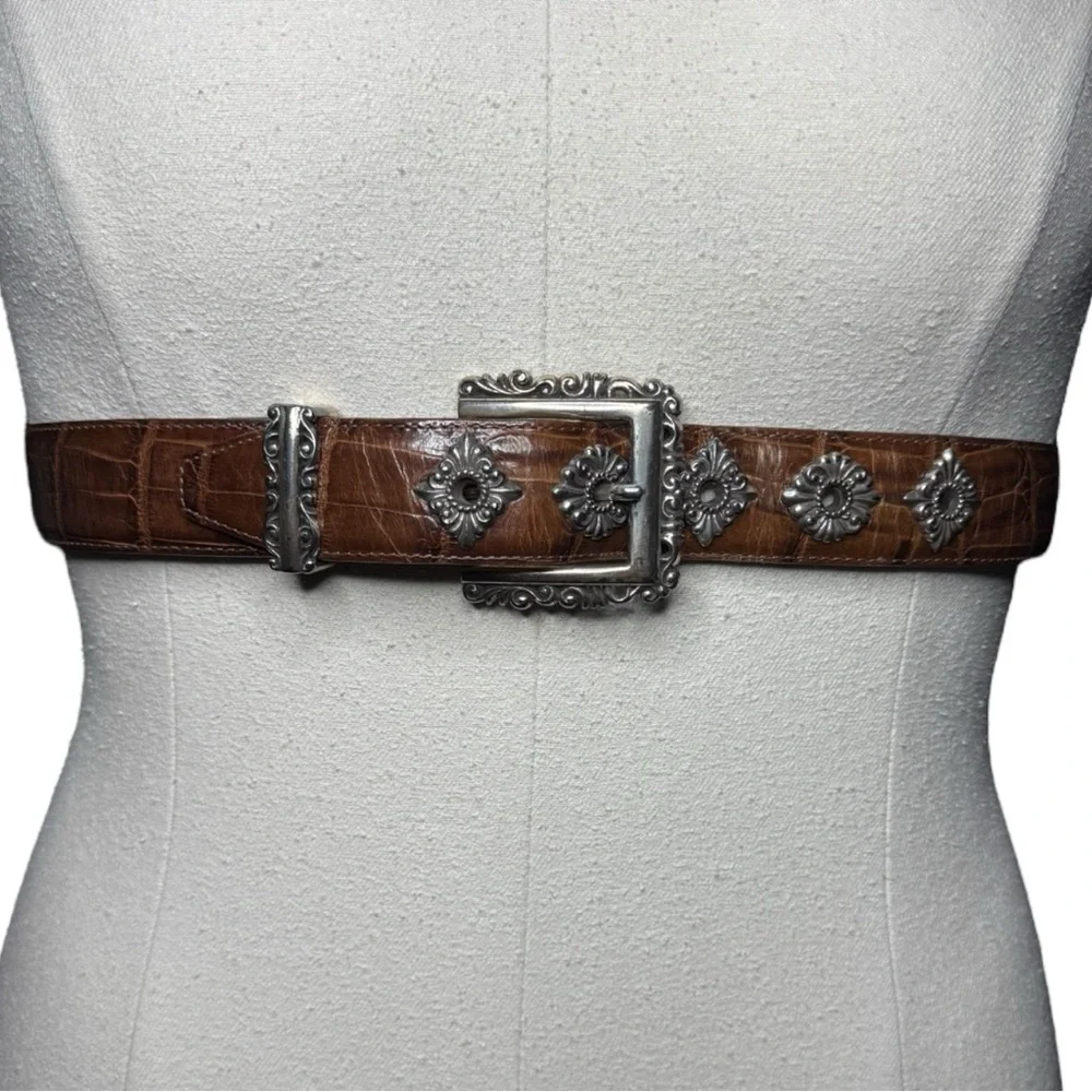 Brighton Brown Faux Alligator Vintage Belt